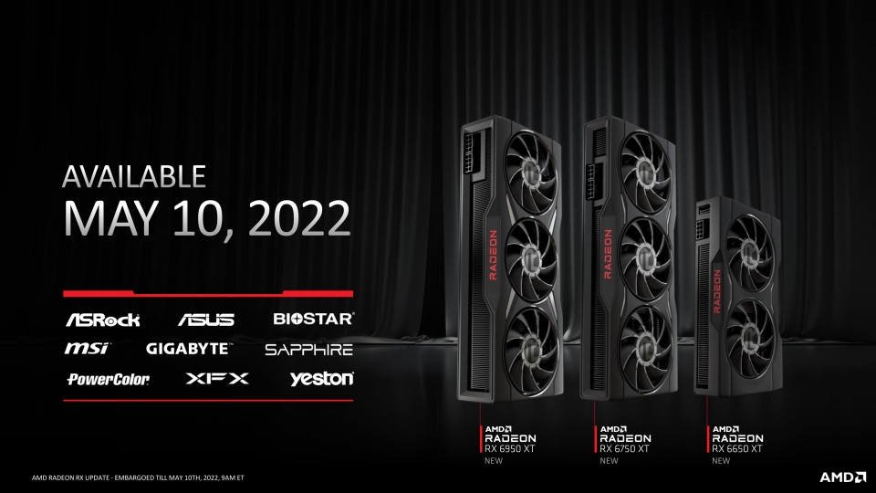 AMD 라데온 RX 6000 시리즈 리프레시는 5월 10일부터 판매를 시작한다.