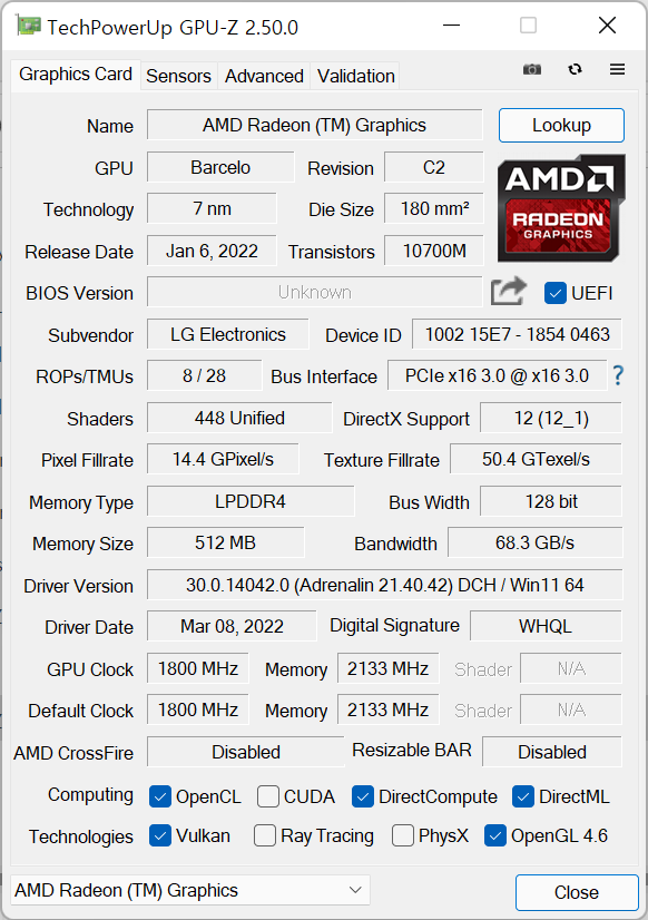 GPU는 AMD Radeon Graphics가 탑재됐다.