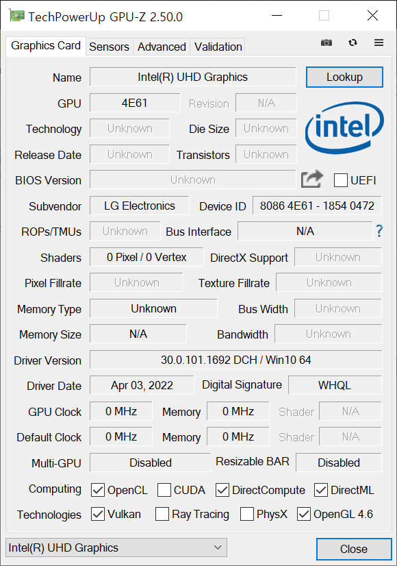 GPU는 인텔 UHD 그래픽스가 탑재됐다.